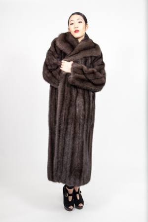 Full Length Russian Sable Coat Wing Collar Made in USA