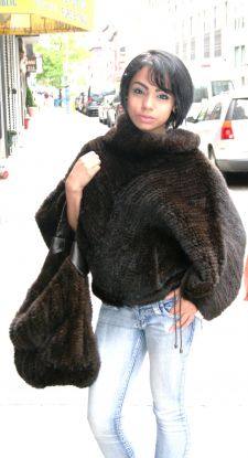 Mahogany Knit Mink Fur Sweater Knit Mink Pocketbook