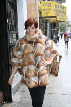 Bohemian Red Fox Fur Poncho NYC Style Marc Kaufman Furs NY Fur Store