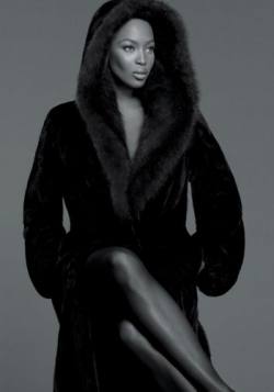 Naomi Campbell in Magnificent Blackglama Mink Coat Sable Fur Collar