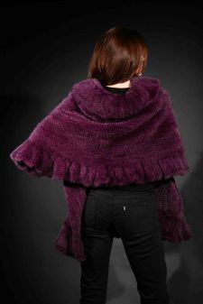 Marc Kaufman Furs Presents a purple knit mink fur cape with ruffled border from Marc Kaufman Furs New York,Argentina,United Kingdom,Austria,Denmark,Norway,Australia,Finland,Saudi Arabia,Oman,Kuwait,Jordan,Egypt