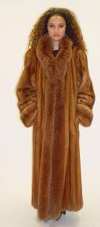 Whiskey Mink Coat Matching Fox Fur Fronts