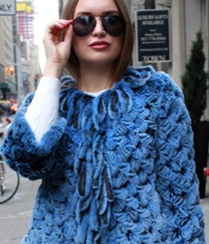 blue knit rabbit cape